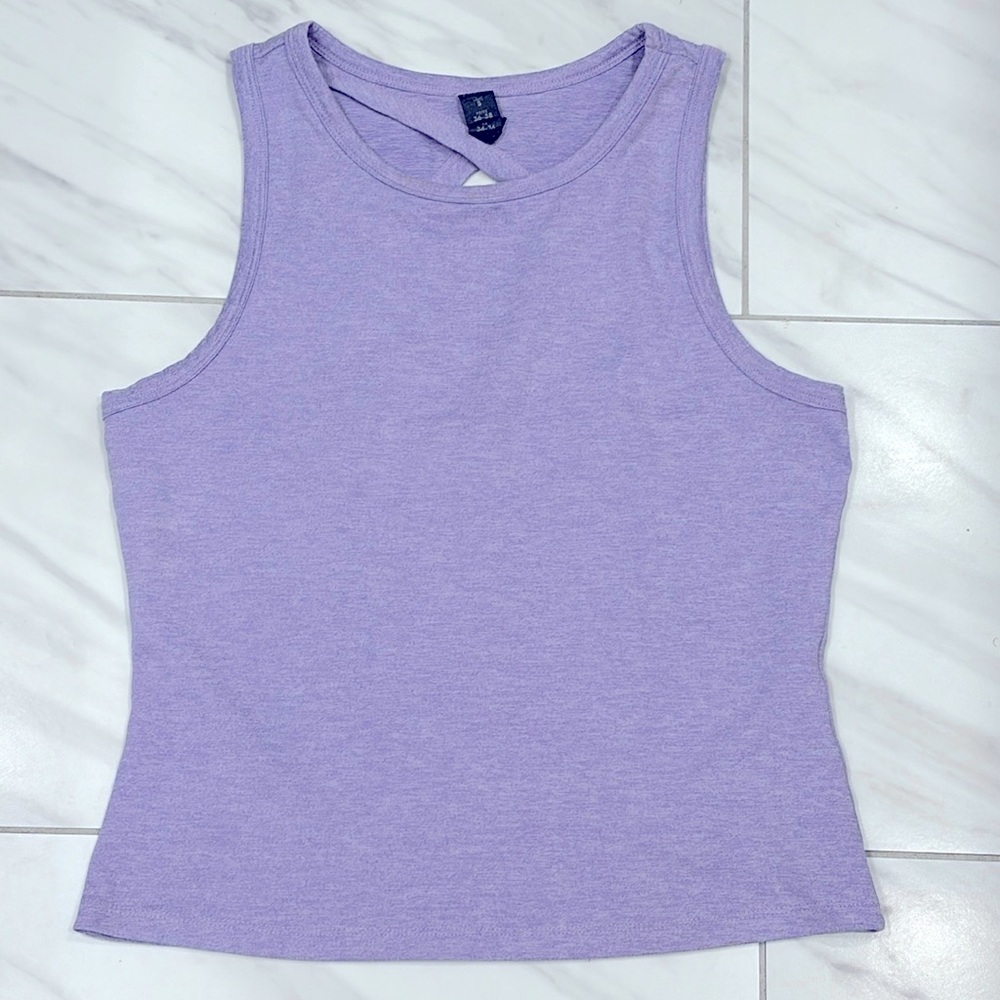 Zobha lavender purple heather crop tank with cutout back - Picture 3 of 10